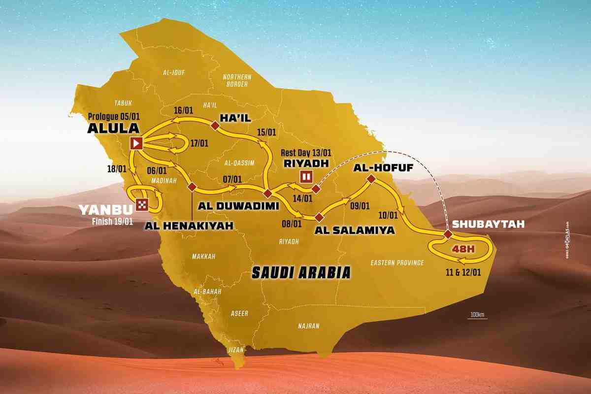 Маршрут ралли Дакар 2024: 5000 км по пескам и первый 48-часовой хронометрируемый этап